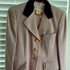 Escada by Margaretha Ley Women's 40 light gray /Black Double Breasted blazer